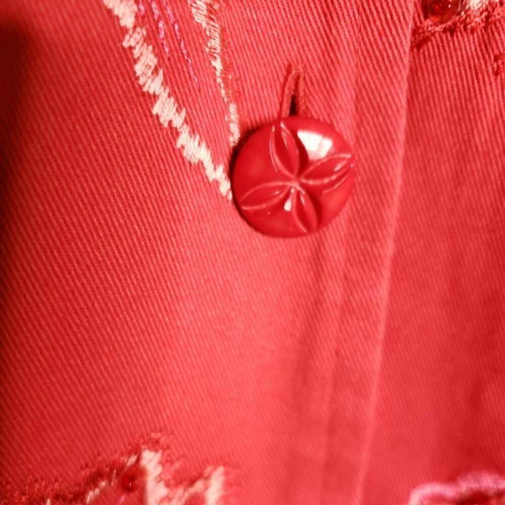 Coldwater Creek Womens Salmon Pink Lightweight Embroidered Blazer Medium - Picture 5 of 8
